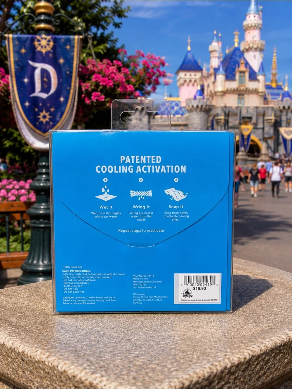 Disney Parks Coolcore Mickey Icon Cooling Towel 15” x 36” Blue NWT